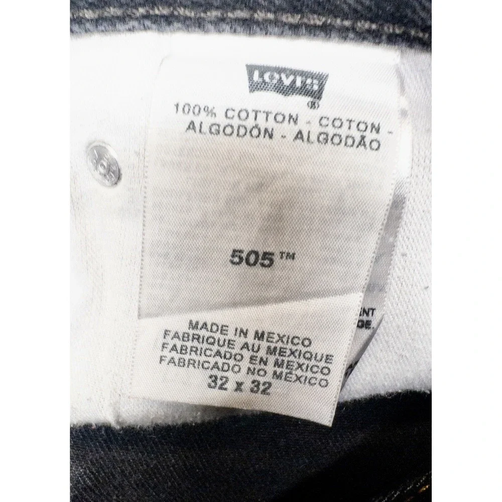 Levis 505 Jeans Mens 32x32 Black Regular Fit Straight Leg Zip Fly Cotton Denim‎